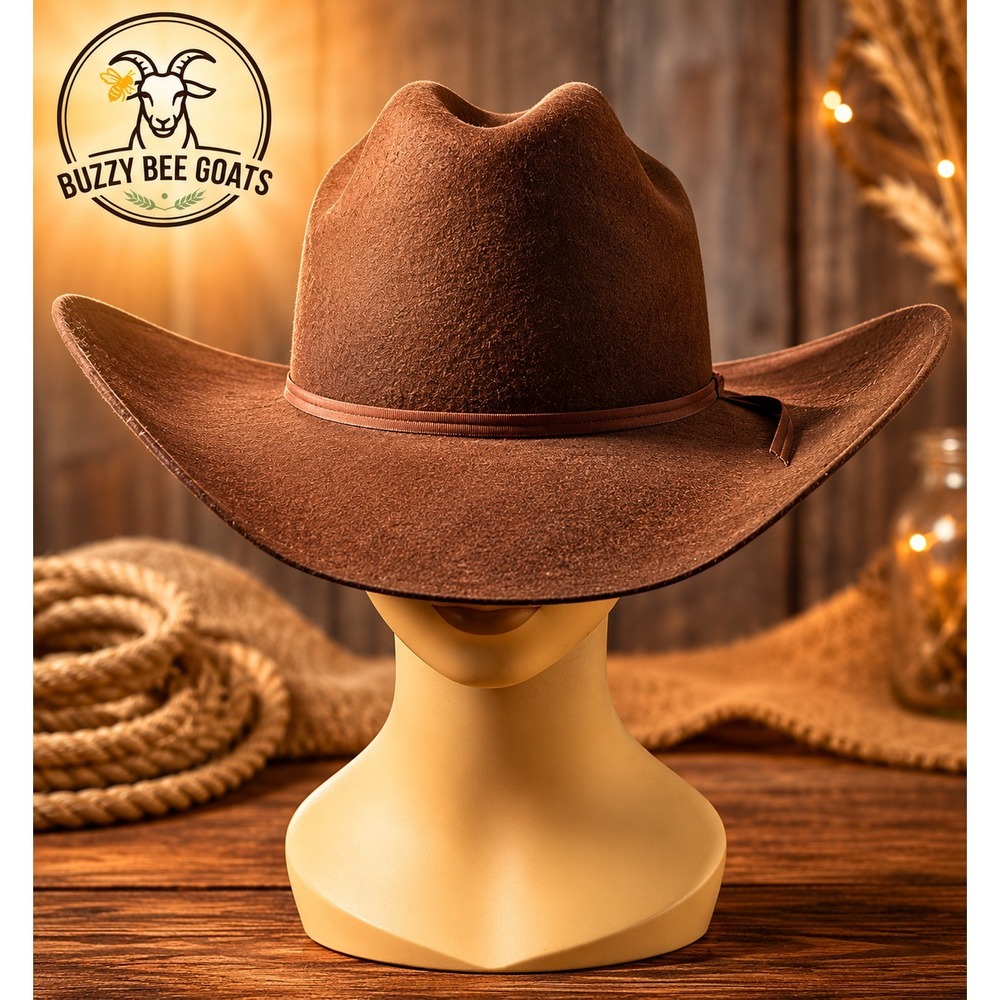 BRONC WESTERN COWBOY HAT WOOL FELT TAN RANCH RODEO WESTERN WEAR UNISEX 7.5